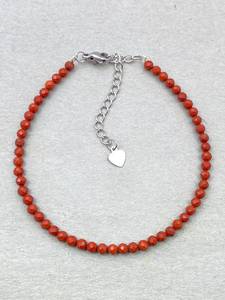Red Jasper Bracelet Dainty Gemstone Jewelry Micro Faceted <b>Beads</b> <b>Crystal</b> Bracelet Minimalist Jewelry Tiny Gemstone Bracelet - Product Image 2