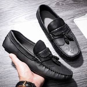 Summer Autumn 2025 New Style <b>Waterproof</b> Slip-On Leather Men's <b>Shoes</b>-Office & Career English Style Satin Fringe Casual Round-Toe - Product Image 2
