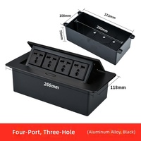 Prise de table universelle 13A à trois trous en alliage d'aluminium, à insertion lente, compatible UE, Royaume-Uni, États-Unis, pour bureau
