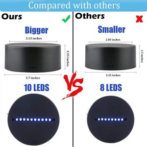 ฐานโคมไฟ LED RGB ABS สำหรับอะคริลิค ไฟกลางคืน 3 มิติ พร้อมรีโมทควบคุมแบบสัมผัส ลำโพงบลูทูธ โคมไฟตั้งโต๊ะ/ตั้งพื้น ดีไซน์มินิมอล สีดำ/ขาว - Product Image 2