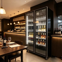 Réfrigérateur commercial à double porte en verre, refroidisseur de vin de comptoir pour bar - Grande Vente