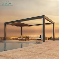 Kit de pergola à lames orientables rétractables pour extérieur, options d'opération électrique, structure en aluminium durable et antirouille pour l'ombrage des terrasses et jardins.