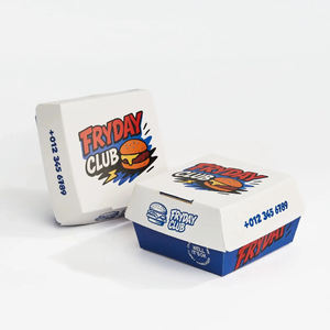 Boîte d'emballage pour hamburgers <span class=keywords><strong>en</strong></span> papier biodégradable personnalisée et unique avec design à rayures pour les frites et les sandwichs à emporter de <span class=keywords><strong>KFC</strong></span> - Product Image 1