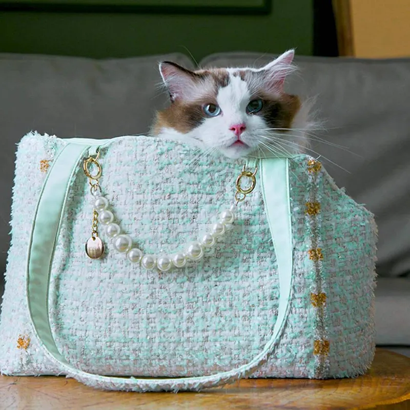 휴대용 애완 동물 고양이 숄더백 클래식 애완 동물 캐리어 가방 고양이 여행 가방