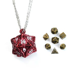 7 piezas de dados poliédricos de 6 mm con hoja metálica hueca D20, colgante para juegos de mesa RPG - Product Image 2