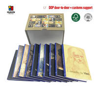 Ensemble d'impression de livres de haute qualité, reliure cousue, style peinture à l'huile, couverture rigide personnalisée, avec estampage à chaud doré, boîte d'emballage