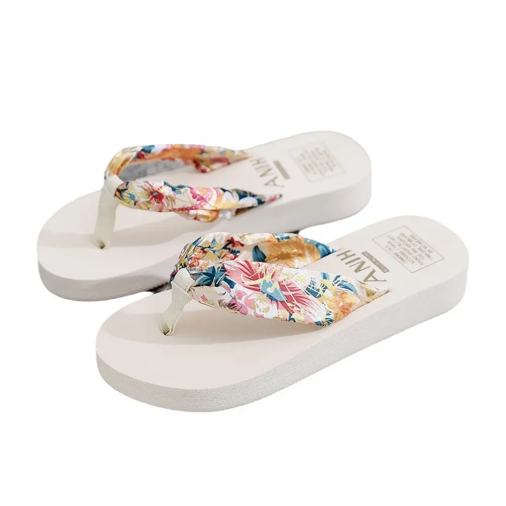 Jingpai New Summer Fashion Ladies Platform Beach Flip Flops Wedge Slippers for Women PVC PU Rubber Women's Summer Flat Shoes