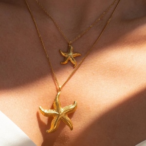 Collar de Moda con Colgante Geométrico de Acero Inoxidable, Collar Minimalista con Baño de Oro de 18k y Estrella de Mar para Mujer - Product Image 5