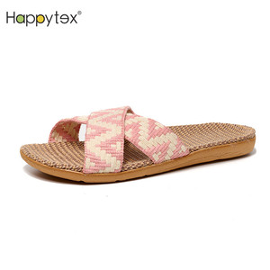 Chausson d'été léger et antidérapant en lin naturel de Bohème pour femmes hommes intérieur extérieur plate-forme Chausson pour la maison extérieur - Product Image 2