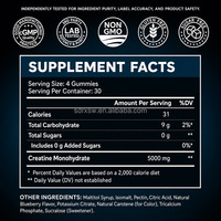 Permen Creatine White Label Nutrition Khusus dengan BCAA dan Kolagen Rasa Blueberry Tanpa Gula Tambahan