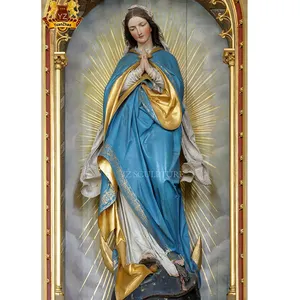 사용자 정의 Polyresin 거룩한 메리 가톨릭 수지 동상 유리 섬유 생활 크기 축복받은 성모 마리아 정원 동상 조각 판매