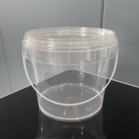 Seau en plastique PP transparent de 0,75 L avec poignée et couvercle, mini récipient alimentaire pour le stockage des épices, des sauces et des poudres.