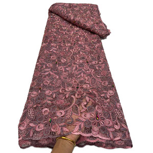 NI.AI - Telas de Encaje de Guipur Africanas de Alta Calidad, Tela de Encaje Nigeriana Bordada con Piedras para Confección de Vestidos de Fiesta - Product Image 4