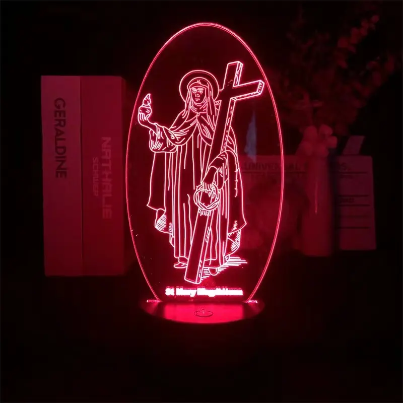 God Cross jesus lampada notturna in acrilico 3D USB Led luce notturna visiva imager de virgen de guadalupe
