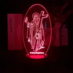 Thiên Chúa Chữ Thập Chúa Giêsu Acrylic Đêm Đèn 3D USB LED Hình Ảnh Ánh Sáng Ban Đêm Imagen De Virgen De Guadalupe