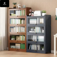 Armoire de rangement modulaire en bois pour salon avec hauteur réglable, design moderne, porte anti-poussière, bibliothèque murale
