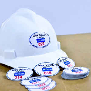 Logo personalizzato impermeabile in vinile fustel in PVC con etichetta rotonda adesivo di sicurezza per cantiere adesivi con elmetto - Product Image 3