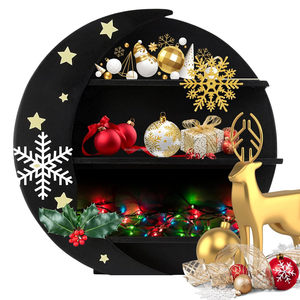 Newly Launched Handmade Wooden Crescent Moon <b>Hanging</b> Shelf Black Bathroom Kitchen Halloween Christmas India <b>Wall</b> Display Shelves - Product Image 4