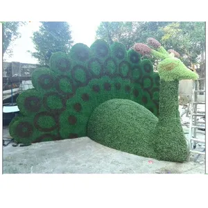 Kustom Patung Hewan Berbentuk Merak Buatan Boxwood Lumut Rumput Topiary untuk Rumah Taman Pernikahan Dekoratif