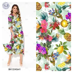 Bulk Wholesale High Quality Fruit Print Fabric 100% Rayon Fabric Digital Printed For Clothing