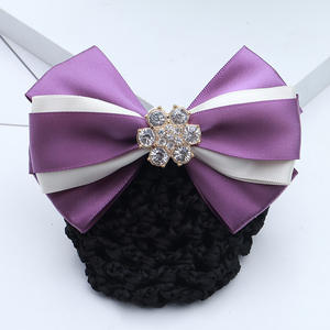 2023 mode à la <span class=keywords><strong>main</strong></span> bureau dame strass noeud papillon Barrette pince à cheveux couverture nœud papillon Net chignon profond <span class=keywords><strong>Snood</strong></span> pour cheveux longs - Product Image 5