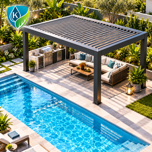 Pergola <span class=keywords><strong>de</strong></span> piscine motorisée <span class=keywords><strong>de</strong></span> luxe <span class=keywords><strong>de</strong></span> haute qualité avec éclairage LED intégré et <span class=keywords><strong>abri</strong></span> <span class=keywords><strong>de</strong></span> cuisine extérieure <span class=keywords><strong>pour</strong></span> barbecue - Product Image 3