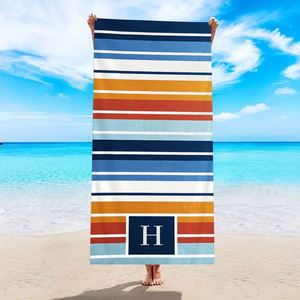 Custom Striped Microfiber Quick Dry Absorbent Beach <b>Bath</b> Towel for Travel Swimming - Product Image 3