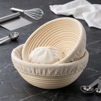 Panier de levage du pain en rotin fait main, réutilisable et écologique, avec doublure en tissu et bol de fermentation pour la pâtisserie