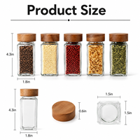 Ensemble de pots à épices en verre borosilicate hermétique de 4 oz avec étiquettes personnalisées Morden, couvercles en bambou, pour la cuisine et le stockage des aliments à la maison