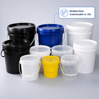 Seau en plastique PP industriel de 20 L à large ouverture avec couvercle et poignée métallique, seau de 5 gallons pour le stockage de produits chimiques, détergents et revêtements