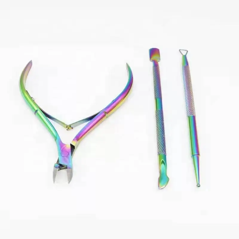 Cuticle Schaar Nail Cuticle Pusher Tweezer Regenboog Cutter Nipper Clipper Dode Huid Remover Manicure Nail Art Tool