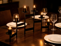 Candélabre pliable en métal à 6 bras, porte-bougie conique noir, petit volume d'emballage, décoration de centre de table pour mariage, fête à domicile