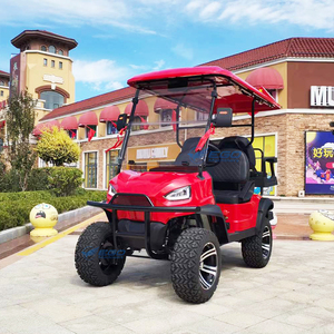 Carrito de Golf Eléctrico Rojo Retro, 2+2 Asientos, Vehículo de Transporte Especial Todoterreno, Legal para Circular en la Calle, Nueva Energía - Product Image 3