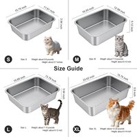 Bac à litière pour chat en acier inoxydable à bords hauts et ouvert, antiadhésif, facile à nettoyer, anti-rayures, sans odeur, pour chats d'intérieur, chatons, chats âgés