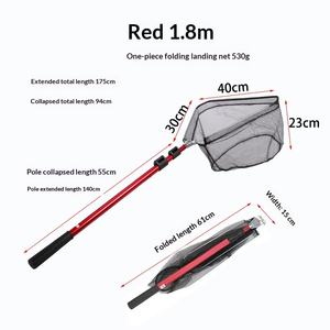 Filet pliable triangulaire <span class=keywords><strong>rouge</strong></span> et bleu pour le commerce extérieur, ensemble complet avec canne télescopique en alliage d'aluminium, portable, pour la pêche à gros objets - Product Image 6