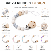 Attache sucette en Silicone, perles en bois pièces, pour bébé, chaîne motif fleurs artificielles, Logo personnalisé