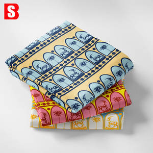 Tùy Chỉnh In Kỹ Thuật Số 80S 100% Bông Vải Gazelles Và Cây Cọ Thiết Kế In Cho Phụ Nữ Của Hàng May Mặc - Product Image 1