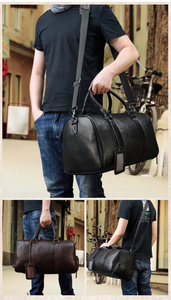 Bajo Arancel Sudeste Asiático Hecho # PA0434 Nuevo Faux Litchi Pattern Leather Large Travel Weekend Duffle Bag para hombres con bolsillo para zapatos - Product Image 6