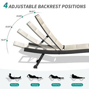 Ensemble <span class=keywords><strong>de</strong></span> 2 chaises longues <span class=keywords><strong>de</strong></span> patio, chaises longues d'extérieur, chaise longue <span class=keywords><strong>de</strong></span> piscine en aluminium avec roulettes pour la piscine, la plage et le <span class=keywords><strong>bain</strong></span> <span class=keywords><strong>de</strong></span> <span class=keywords><strong>soleil</strong></span> - Product Image 3