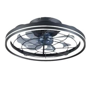 モダンなLEDファンランプ、DCモーターとリモコン付き、110V、鉄製ケージデザイン、寝室、リビング、ダイニングルームでの屋内使用に最適 - Product Image 2