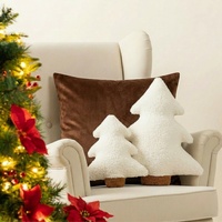 Coussin décoratif en forme de sapin de Noël en peluche pour canapé, décoration de Noël pour la maison, cadeau de fêtes