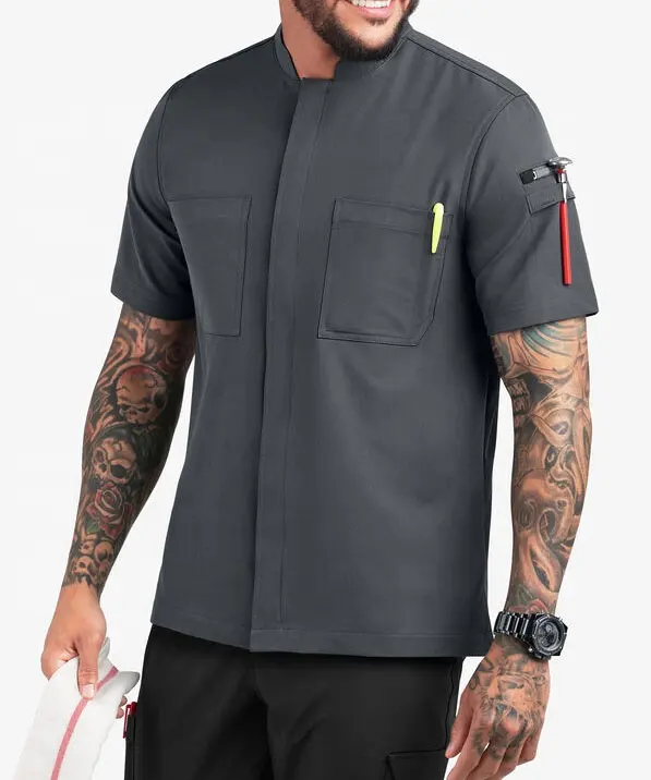 Conjunto de abrigo de chef personalizado para hombre, elegantes uniformes de chef de dos piezas, conjunto de tops de cocina profesional para hombre OEM