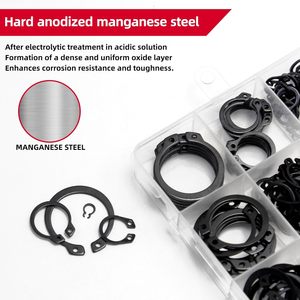 Kit d'assortiment de 225 pièces d'anneaux de retenue extérieurs en forme de C, M3-M25, clips de fixation métriques en acier inoxydable 304 - Product Image 4