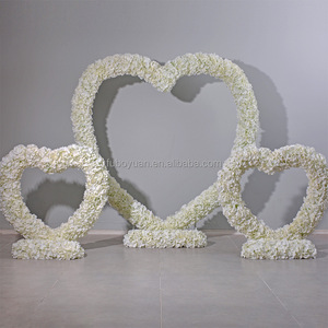 EZ floreale sposami proposta di decorazione bianca grande cuore a forma di cuore in seta in finto <span class=keywords><strong>fiore</strong></span> disposizione arco artificiale cuore rosa fiori - Product Image 2