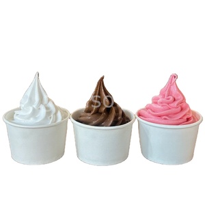 Modèle alimentaire de 3,94 pouces en forme de tasse en papier blanc, pour crème glacée lisse au chocolat, fraise, dessert, collation, crème glacée molle, vanille, jouet, pour présentation et fête - Product Image 1