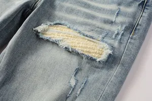 Jeans de Diseñador para Hombre de Alta Calidad, Marca Reconocida, Tejidos Elásticos, Color Oscuro Desgastado, Estilo Desgarrado, Últimos Modelos - Product Image 5