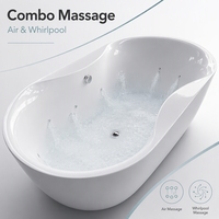 BESMA Jakuzzy Baignoire à remous double avec massage à l'arc profond Bains à remous et accoudoirs Baignoire spa pour salle de bain intérieure