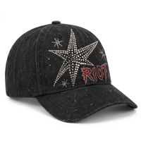 Casquette de baseball BONE à strass et motif étoile à carreaux, pour hommes et femmes, rouge et noir, cloutée, style punk gothique, réglable, nouvelle collection, lot de casquettes