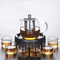 Théière en verre borosilicate de luxe moderne 600ML 800ML 1200ML avec infuseur amovible en acier inoxydable, compatible cuisinière, pour thé et café