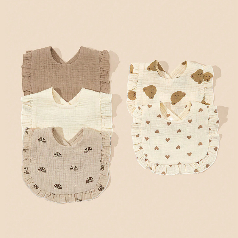 Ins style lait café ours tête volants bavoirs 5-pack